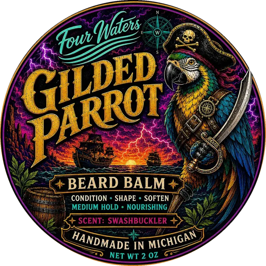 Gilded Parrot Beard Balm label