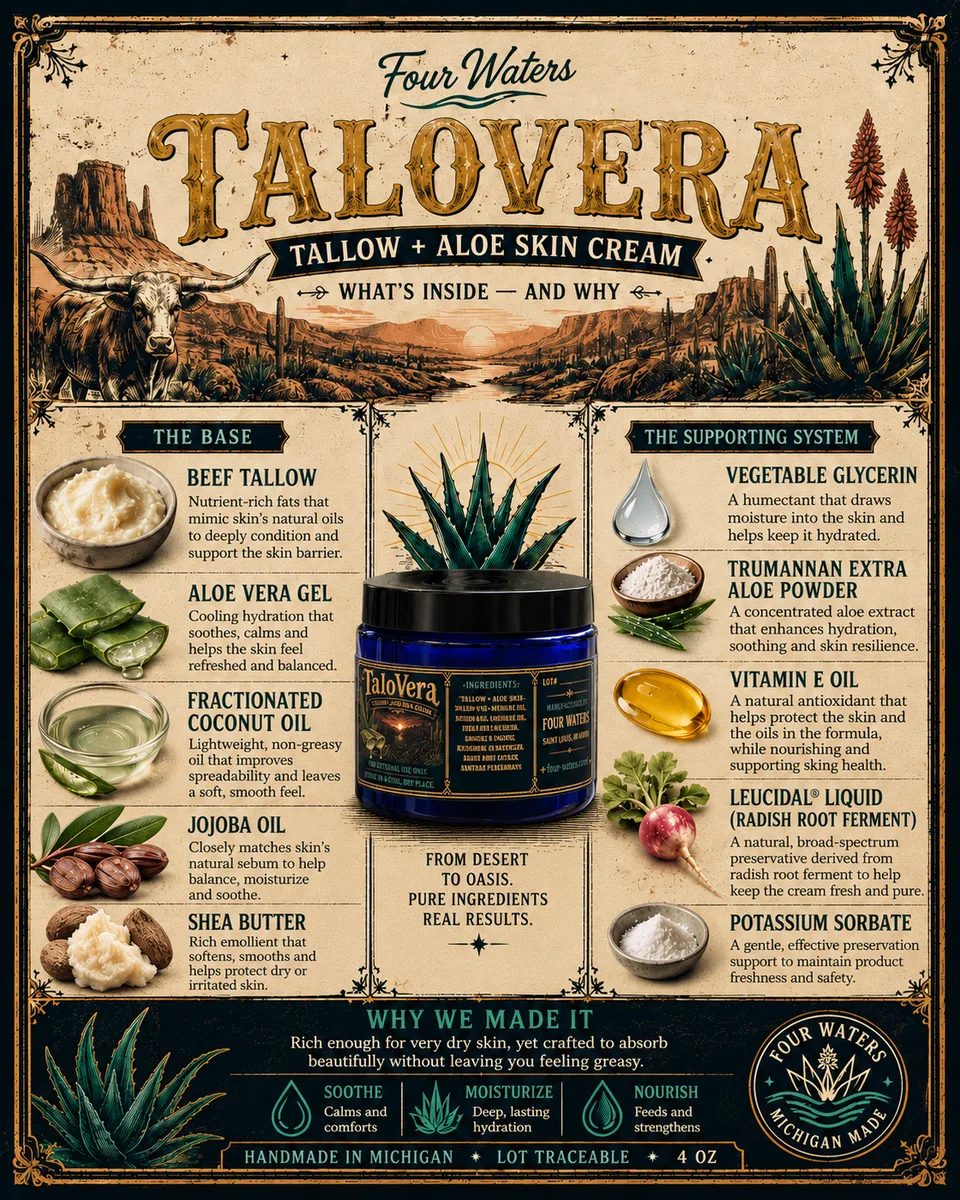 TaloVera Skin Cream ingredient card: what is in it and what each one is for